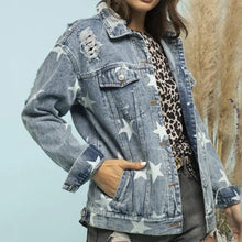 Star Distressed Denim Shacket Light Woman Outerwear