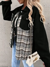 Plaid Button Up Dropped Shoulder Jacket Woman Outerwear