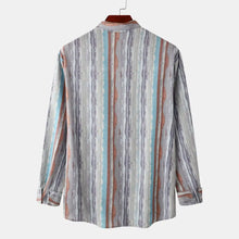 Men's Casual Vintage Striped Long Sleeve Button-Down Shirt Mens Tops