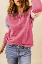 Color Block Round Neck Long Sleeve Sweatshirt Woman Sweatshirts