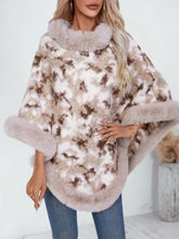 Furry Contrast Three-Quarter Poncho Woman Outerwear