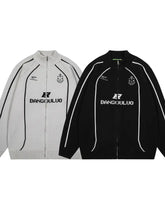 Men's Zip-Up Cardigan with Accent Stripes Cardigans