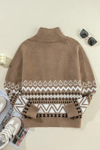 Zip Up Long Sleeve Geometric Cardigan Woman Outerwear