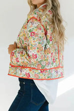 Floral Button Up Long Sleeve Winter Coat Woman Outerwear