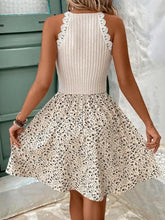 Floral Knit Halter Dress with Lace Detail Casual Dresses