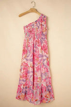 Floral One-Shoulder Smocked Maxi Dress Casual Dresses