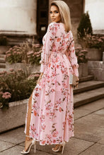 Floral Pink Maxi Dress with Long Sleeve Bishop Sleeves Maxi Dresses