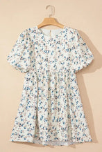 Floral Print Casual Mini Dress in Polyester Beige Casual Dresses