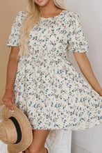 Floral Print Casual Mini Dress in Polyester Casual Dresses