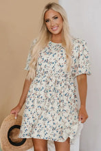 Floral Print Casual Mini Dress in Polyester Casual Dresses