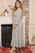 Floral Print Maxi Dress with Adjustable Tie and Midi Sleeve Length Maxi Dresses