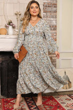 Floral Print Maxi Dress with Adjustable Tie and Midi Sleeve Length Maxi Dresses