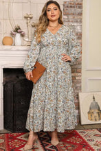 Floral Print Maxi Dress with Adjustable Tie and Midi Sleeve Length Multicolor Maxi Dresses