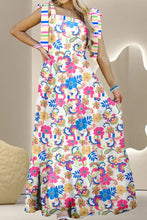 Floral Print Maxi Sundress in Polyester Floral Maxi Dresses