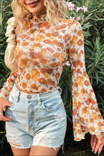 Floral Print Mesh T Shirt for Women Tangerine Woman T Shirts