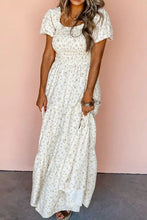 Floral Print Tiered Maxi Dress in Polyester Maxi Dresses