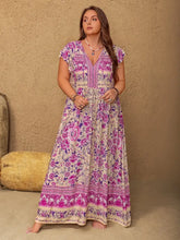 Floral Print Viscose Maxi Dress with Tied and Ruched Details Maxi Dresses