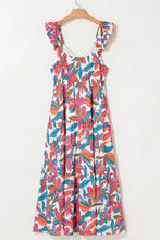 Floral Ruffled Strap V Neck Maxi Dress Maxi Dresses