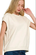 French Terry Round Neck Cap Sleeve T-Shirt for Women BONE Woman T Shirts
