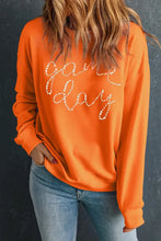 GAME DAY Round Neck Long Sleeve Sweatshirt Orange Woman Sweatshirts