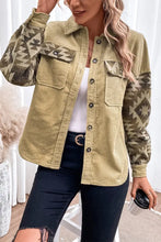 Geometric Button Down Collared Jacket Woman Outerwear