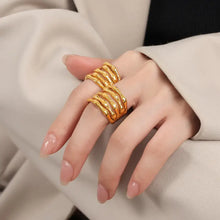 Gold Bamboo Design Multi Band Rings Titanium Steel Fashion Jewelry Gold Fashion Jewelry