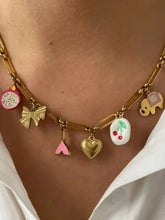 Gold Chain Necklace with Colorful Enamel Charms Fashion Jewelry