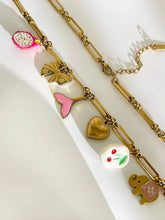 Gold Chain Necklace with Colorful Enamel Charms Fashion Jewelry