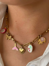 Gold Chain Necklace with Colorful Enamel Charms Gold One Size Fashion Jewelry