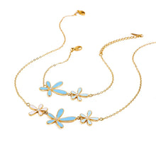 Gold Flower Necklace and Bracelet Set with Extension Chain Length Fashion Jewelry
