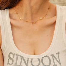 Gold Plated Stainless Steel Necklace with Floral and Circular Charms Fashion Jewelry