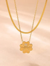 Gold Toned Clover Layered Necklace Titanium Steel 18K Plated Chain Length Gold One Size Fashion Jewelry