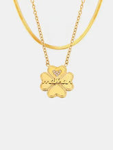 Gold Toned Clover Layered Necklace Titanium Steel 18K Plated Chain Length Fashion Jewelry