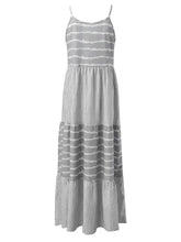 Gray and White Striped Tiered Maxi Dress Maxi Dresses