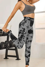 Gray Black High Waisted Tie Dye Leggings and Sports Bra Set Woman Leggings