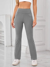 Gray High-Waisted Flared Yoga Pants with Pockets for Women Woman Leggings