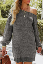 Gray Off-the-Shoulder Knit Sweater Dress for Women Woman Sweater Dresses