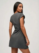 Gray Short Sleeve Athletic Mini Dress for Women Casual Dresses