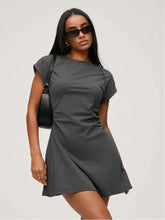Gray Short Sleeve Athletic Mini Dress for Women Casual Dresses
