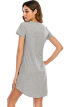 Gray Short Sleeve Nightgown with Im Fine Text Dresses