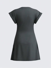 Gray Short Sleeve Athletic Mini Dress for Women Casual Dresses