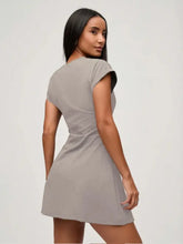 Gray Short Sleeve Athletic Mini Dress for Women Casual Dresses