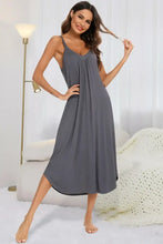 Gray Sleeveless Maxi Dress Stretch Rayon Spandex Nightgown Dark Gray Dresses