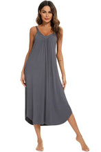 Gray Sleeveless Maxi Dress Stretch Rayon Spandex Nightgown Dresses