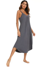 Gray Sleeveless Maxi Dress Stretch Rayon Spandex Nightgown Dresses