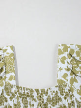 Green and White Floral Tiered Midi Dress Casual Dresses