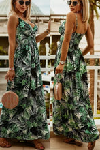 Green and White Tropical Print Smocked Maxi Dress Maxi Dresses
