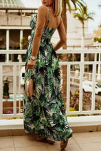 Green and White Tropical Print Smocked Maxi Dress Maxi Dresses