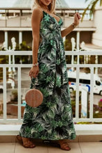 Green and White Tropical Print Smocked Maxi Dress Maxi Dresses