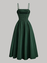 Green Spaghetti Strap Evening Dress in Polyester Evening Dresses